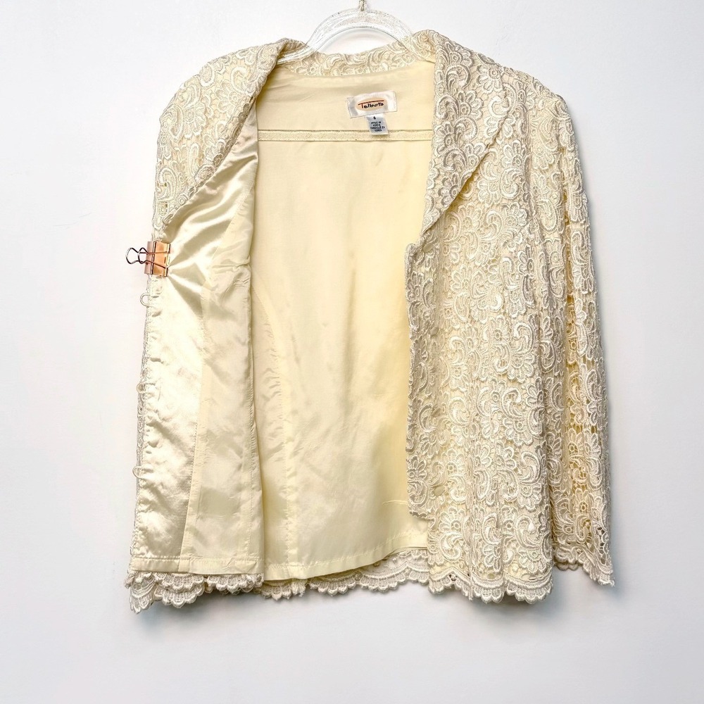 Vintage Talbots Floral Lace Jacket Ivory Cream Size 6 Fairy Ethereal Romantic - Picture 5 of 12